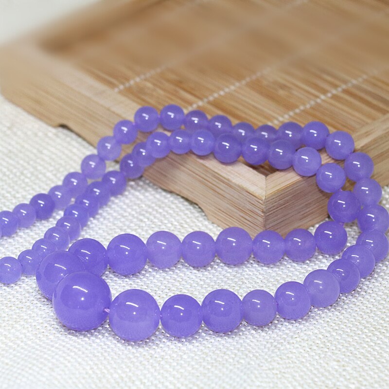 violet purple stone jades chalcedony 6-14mm round beads tower chain necklace for women choker jewelry 18inch B625