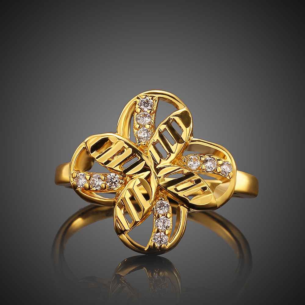 Hot sell aliexpress gold color rings clover anel de ouro 100% Hand Madeball SKGR060