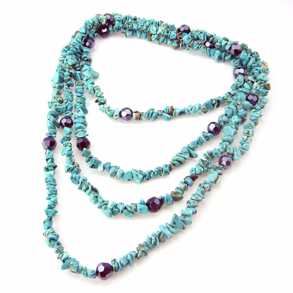 Hot-selling Bohemian style turquoises necklace multi-layer stone sweater chain bracelet womens ornament Accessories decoration