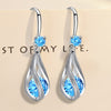 shining 925 Sterling silver fine blue Crystal earrings for women  jewelry party wedding accessories gifts