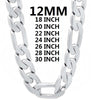 solid 925 Sterling Silver necklace for men classic 12MM Cuban chain 18-30 inches Charm high quality  jewelry wedding