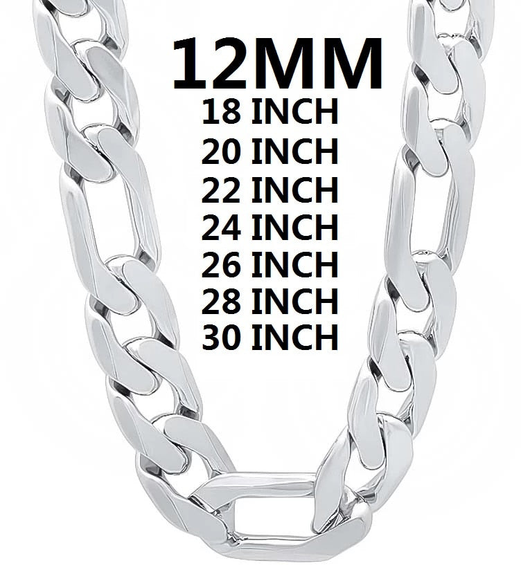 solid 925 Sterling Silver necklace for men classic 12MM Cuban chain 18-30 inches Charm high quality  jewelry wedding