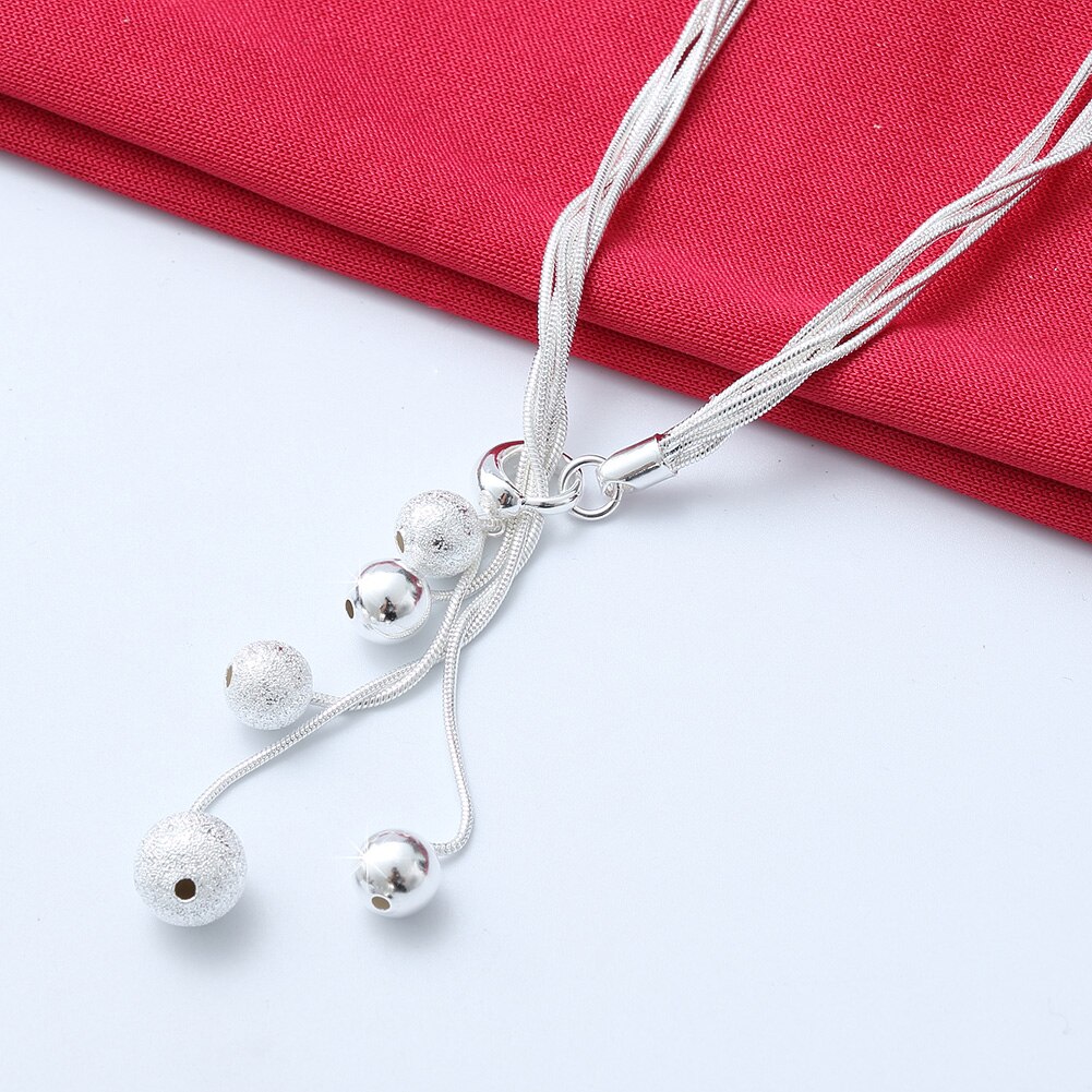 trend 925 Stamped Silver Smooth Beads Necklace For Women Party wedding accessories Jewelry Popular brands Gifts
