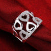 trend 925 Sterling Silver wide fine crystal Pretty romantic heart Rings For Women Party wedding  Jewelry Gifts