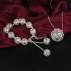 trend 925 sterling Silver Hollow Ball Pendant Bracelet necklace for women  Party Jewelry set Couple gifts