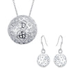 trend 925 sterling Silver Hollow Ball Pendant necklace earrings Jewelry set for women streetwear Party wedding gifts