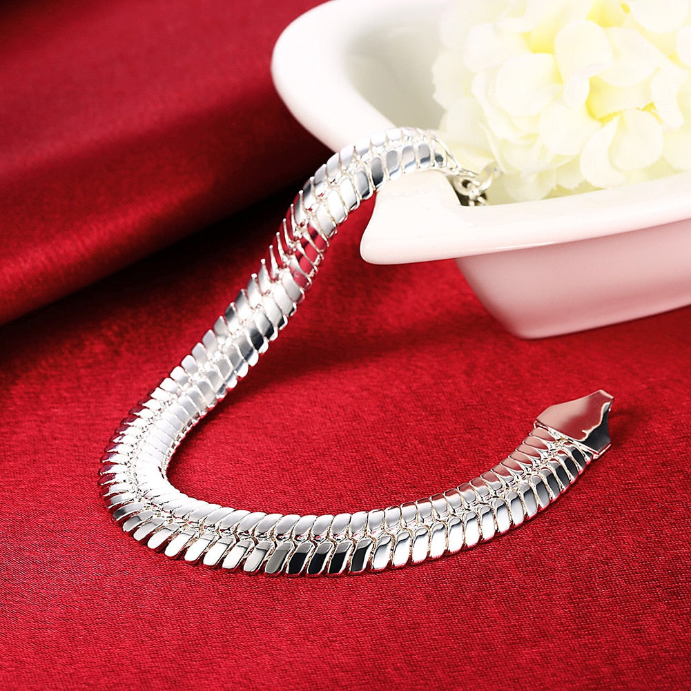 trend 925 sterling silver 10MM flat snake bone Bracelet for men woman fine  party jewelry wedding accessories gifts