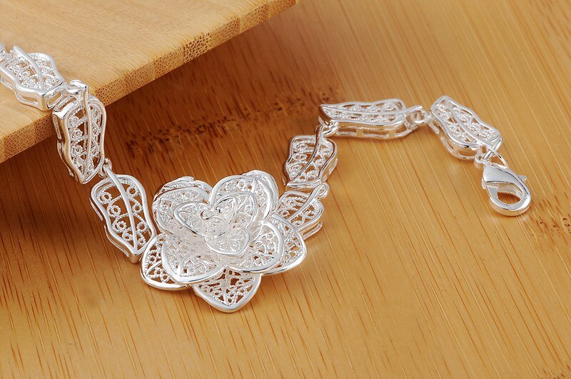 trend 925 sterling silver Beautiful flower Bracelet for woman fine  charms jewelry Wedding party Holiday gifts