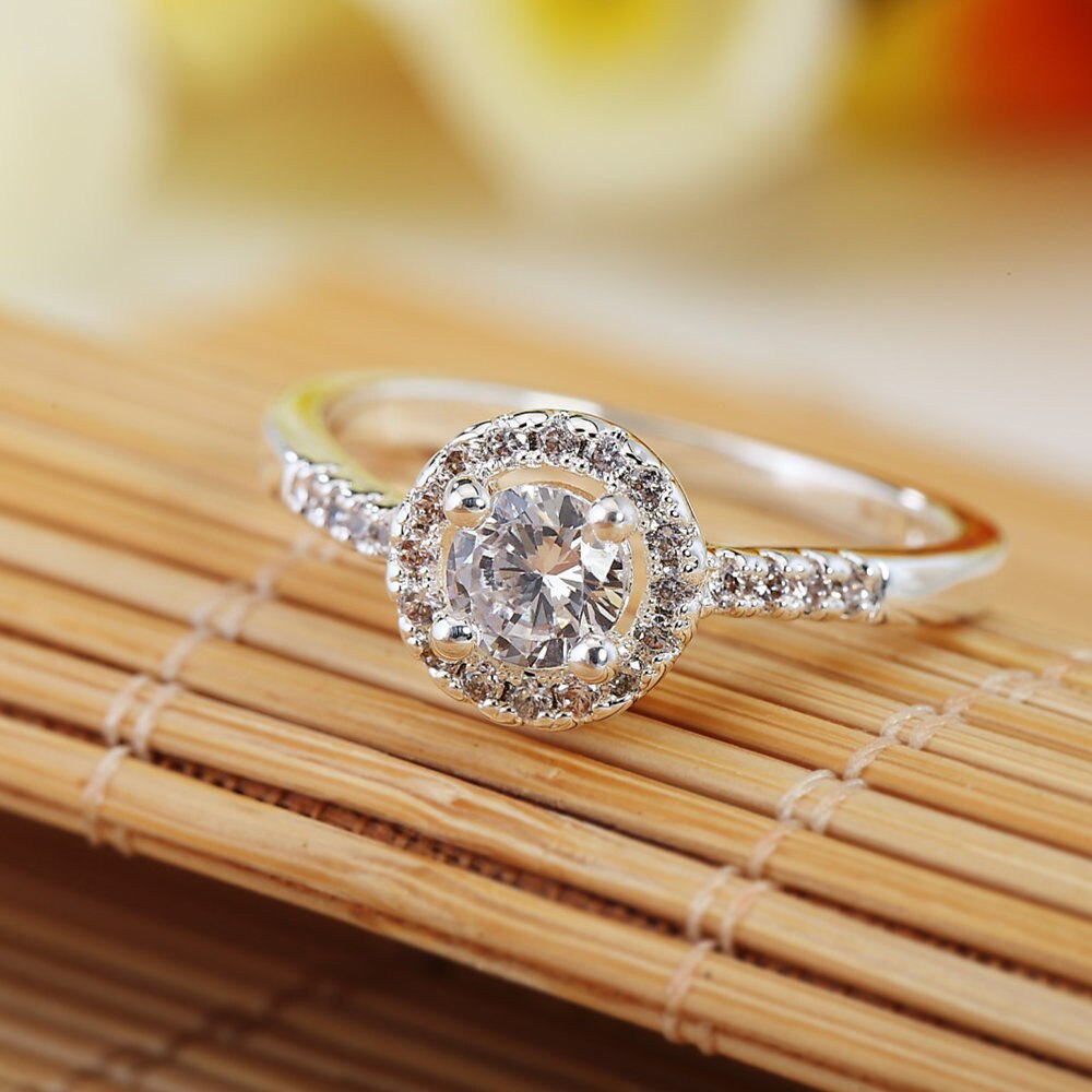 trend Classic charms 925 Sterling Silver diamond rings for women crystal adjustable size party Gifts wedding Jewelry