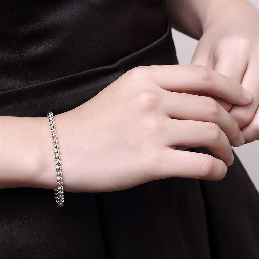 trend Pretty 925 sterling silver charms 4MM beads Bracelets for woman Popular brands jewelry Wedding party gift