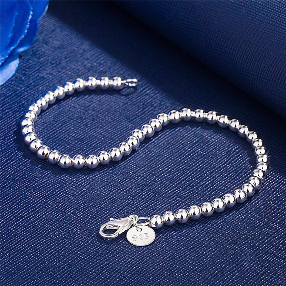 trend Pretty 925 sterling silver charms 4MM beads Bracelets for woman Popular brands jewelry Wedding party gift