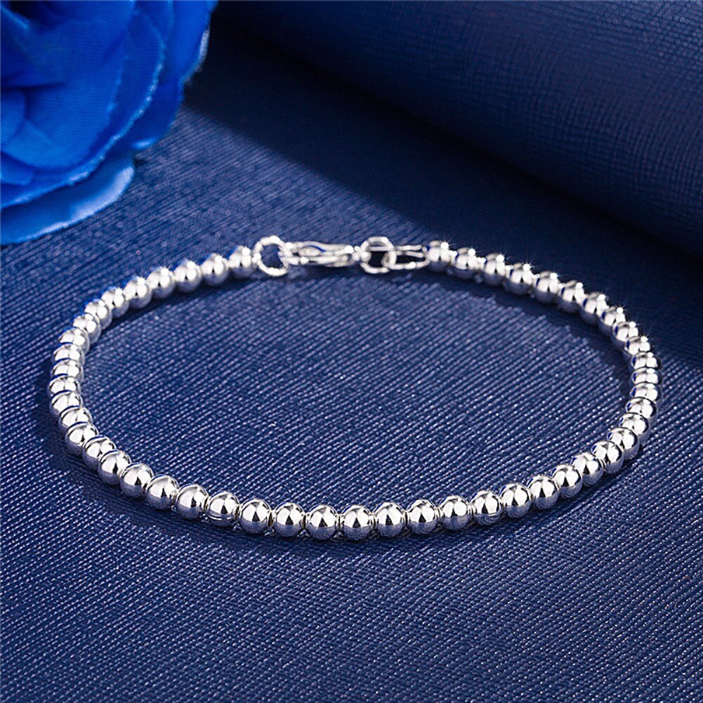 trend Pretty 925 sterling silver charms 4MM beads Bracelets for woman Popular brands jewelry Wedding party gift