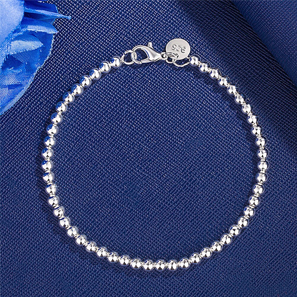 trend Pretty 925 sterling silver charms 4MM beads Bracelets for woman Popular brands jewelry Wedding party gift