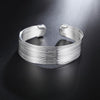 trend brands 925 sterling Silver cuff Bracelets for Women lines bangles Wedding Party Jewelry Christmas Gifts
