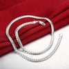 trend fine 5MM Flat Chain 925 sterling Silver Bracelets necklace Jewelry set for men Women wedding designer gifts