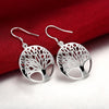 woman Jewelry sets 925 sterling Silver Fine Retro Round tree Pendant necklace earrings Party wedding Holiday gifts
