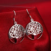 woman Jewelry sets 925 sterling Silver Fine Retro Round tree Pendant necklace earrings Party wedding Holiday gifts