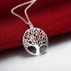 woman Jewelry sets 925 sterling Silver Fine Retro Round tree Pendant necklace earrings Party wedding Holiday gifts