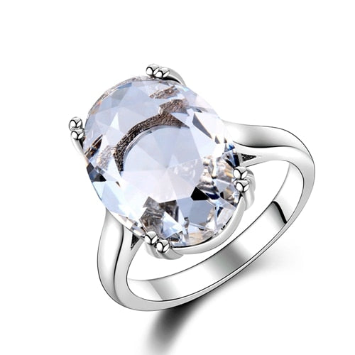 Hotsale Big Aquamarine Rings 13x18MM Natural Gemstone Silver 925 Jewelry Ring For Women 6 Colors High Quality Engagement Jewelry