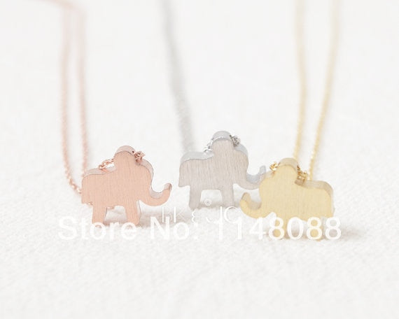 Hotting Gold Silver Pink-gold cute fun Elephant Shaped pendant Necklace for children gift