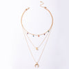 HuaTang Bohe Colorful Crystal Tassel Necklace Geometry Moon Cattle Horns Multi-layer Adjustable Clavicle Chain 2022 Jewelry