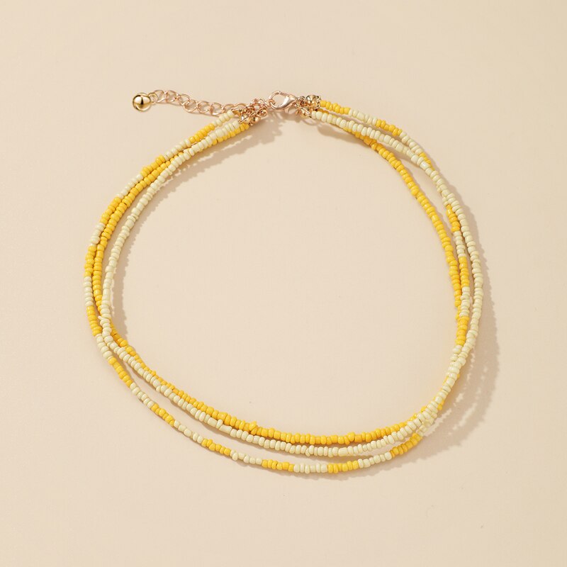 HuaTang Boho Colorful Bead Choker Necklace for Women Multilayer Handmade Clavicle Chain Female Party Collare Jewelry on the Neck