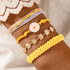 HuaTang  Boho Green Crystal Daisy Bracelets Set for Women Multilayer Gold Butterfly Sun Charms Bangle Female Adjustable  Jewelry