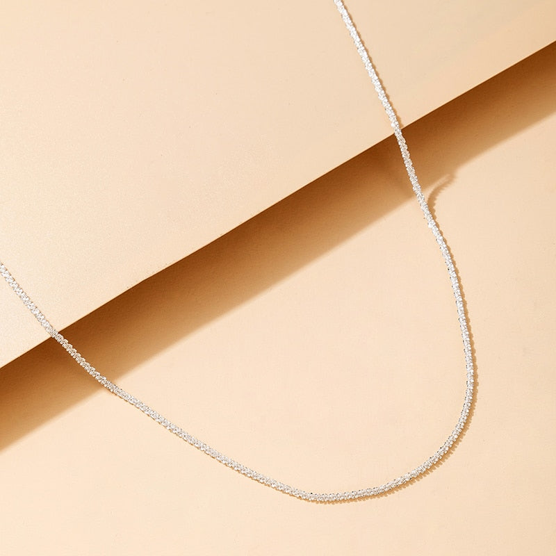 HuaTang  Simple Silver Color Chains Choker Necklace for Women Charming Clavicle Chain Female Party Jewelry on the Neck