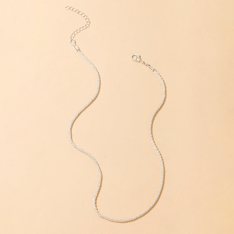 HuaTang  Simple Silver Color Chains Choker Necklace for Women Charming Clavicle Chain Female Party Jewelry on the Neck