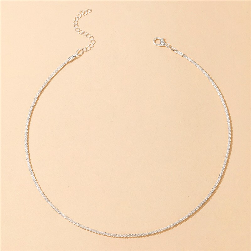 HuaTang  Simple Silver Color Chains Choker Necklace for Women Charming Clavicle Chain Female Party Jewelry on the Neck
