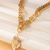 HuaTang Pun Hip-hop Gothic Short Chain Exaggerated Metal Lion Head Pendant Choker  Necklace for Women Gold Collar Jewelry 17371