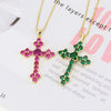 Huitan Cool Cross Necklace for Women Inlaid CZ Stone Hip Hop Style Girl’s Pendant Necklace with Special Box Chain  Jewelry
