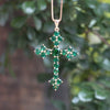 Huitan Cool Cross Necklace for Women Inlaid CZ Stone Hip Hop Style Girl’s Pendant Necklace with Special Box Chain  Jewelry