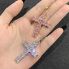 Huitan Hip Hop Girl's Cross Pendant Necklace with Brilliant Cubic Zirconia Rock Party Accessories for Women Personality Gift New