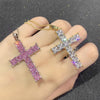 Huitan Hip Hop Girl's Cross Pendant Necklace with Brilliant Cubic Zirconia Rock Party Accessories for Women Personality Gift New