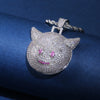 Huitan Little Devil Pendant Necklace For Rock Man Shiny Cubic Zirconia Punk Party Accessories Twist Chain Jewelry