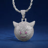 Huitan Little Devil Pendant Necklace For Rock Man Shiny Cubic Zirconia Punk Party Accessories Twist Chain Jewelry
