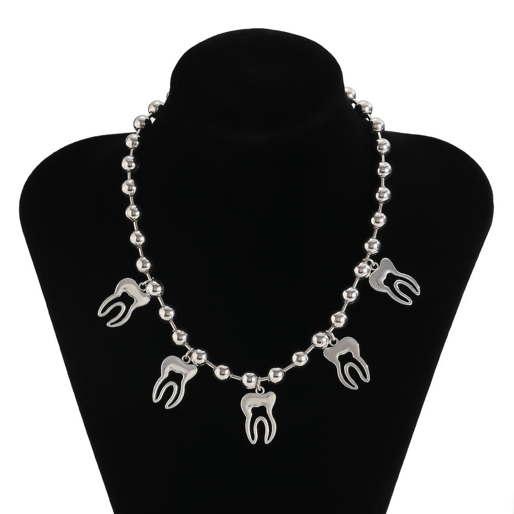 Human Tooth Pendant Dentist Necklace Silve Color Beads Punk Medical Jewelry Gift for Doctor/Nurse