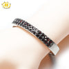 Hutang 15.36Ct Natural Black Garnet Bangle Bracelet Solid 925 Sterling Silver Real Gemstone Fine Stone Jewelry Women's Gift 7