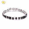 Hutang 15 Ct Natural Gemstone Black Garnet Solid 925 Sterling Silver Bracelet For Women Girl Fine Jewelry 6.75 Inches