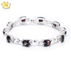 Hutang 18Ct Natural Garnet Link Bracelet Solid 925 Sterling Silver women's Checkerboard Cut Gemstone Fine Jewelry 7.25