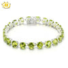 Hutang 21.41Ct Natural Peridot Solid 925 Sterling Silver Link Chain Bracelet for women Round 6mm Gemstone Fine Jewelry 7.25 New