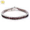 Hutang 21.6Ct Natural Garnet Link Bracelet Solid 925 Sterling Silver Women's Real Gemstone Fine Jewelry 8.0