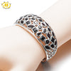 Hutang 22.06Ct Natural Garnet Bangle Bracelet Solid 925 Sterling Silver Women's Real Gemstone Fine Fashion Stone Jewelry 6.5