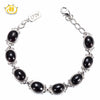 Hutang 23.20 Ct Natural Gemstone Black Garnet Solid 925 Sterling Silver Bracelet For Women Girl Fine Jewelry 7.25 Inches