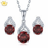 Hutang 3.85ct Pendant & Earrings Natural Gemstone Garnet Solid 925 Sterling Silver Fine Bridal Jewelry Sets For Women's Gift