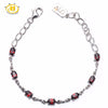 Hutang 3.99 Ct Natural Gemstone Black Garnet Solid 925 Sterling Silver Bracelet For Women Girl Fine Jewelry 7.25 Inches