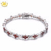 Hutang 5.04Ct Natural Gemstone Garnet Solid 925 Sterling Silver Link Bracelet Fine Jewelry For Women's Gift 8.0 Inches