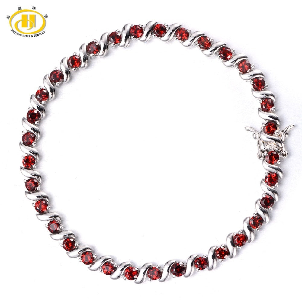 Hutang 5.28Ct Natural Garnet Solid 925 Sterling Silver S Link Bracelet for women Gemstone Fine Jewelry Birthd Gift 7