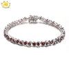 Hutang 7.04Ct Natural Garnet S Link Bracelet Solid 925 Sterling Silver women's Round Gemstone Fine Jewelry 7.25